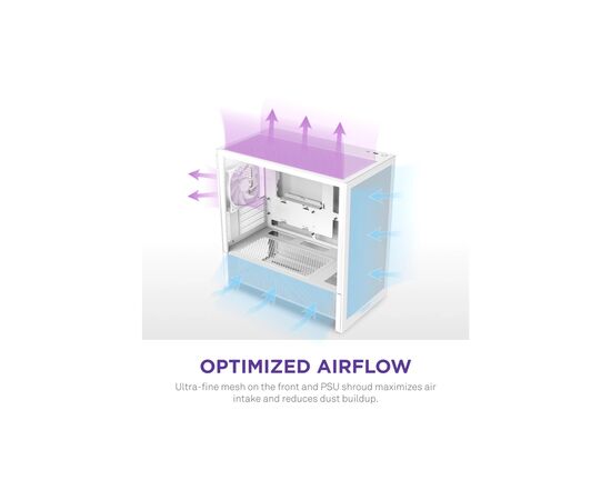 Корпус NZXT H3 Flow All White (CC-H31FW-01), изображение 6 Корпус NZXT H3 Flow All White (CC-H31FW-01), изображение 6