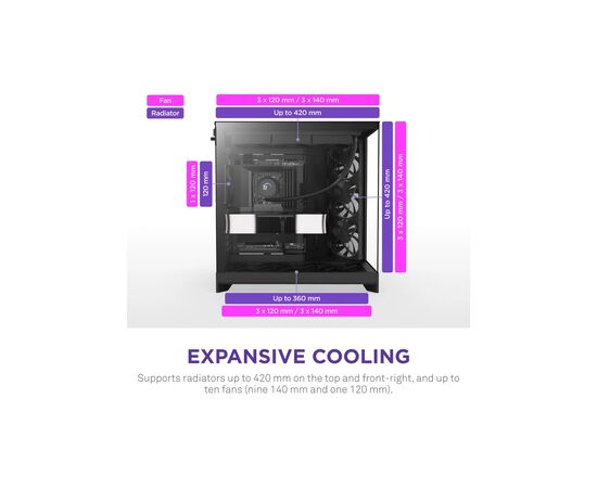 Корпус NZXT H9 Flow Dual-Chamber All Black (CM-H92FB-01), изображение 4 Корпус NZXT H9 Flow Dual-Chamber All Black (CM-H92FB-01), изображение 4