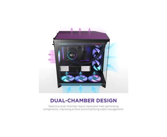 Корпус NZXT H9 Flow RGB Dual-Chamber All Black (CM-H92FB-R1), изображение 6 Корпус NZXT H9 Flow RGB Dual-Chamber All Black (CM-H92FB-R1), изображение 6