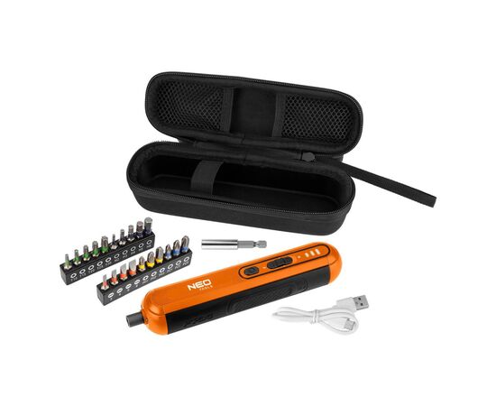 Викрутка акумуляторна Neo Tools 4in1 1.5Ah, 4.5Нм, 230об/хв, 20 біт, кейс (04-199)