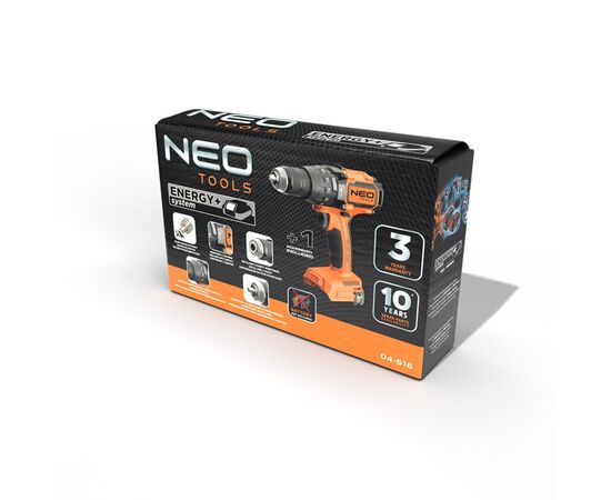 Шуруповерт Neo Tools Energy+ 18V, бесщеточный, 100Нм, 0-480/0-1900об/мин 1.56кг (без АКБ и ЗУ) (04-616), изображение 11 Шуруповерт Neo Tools Energy+ 18V, бесщеточный, 100Нм, 0-480/0-1900об/мин 1.56кг (без АКБ и ЗУ) (04-616), изображение 11