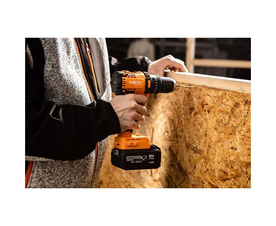 Шуруповерт Neo Tools Energy+ 18V, бесщеточный, 95Нм, 0-320/0-1700об/мин 1.2кг (без АКБ и ЗУ) (04-619), изображение 2 Шуруповерт Neo Tools Energy+ 18V, бесщеточный, 95Нм, 0-320/0-1700об/мин 1.2кг (без АКБ и ЗУ) (04-619), изображение 2