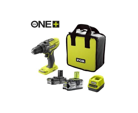 Шуруповерт Ryobi ONE+ R18PD3-242S 18V, 1х2Ah, 1х4Ah, 50Нм, 500/1800об/хв, сумка (5133003820)
