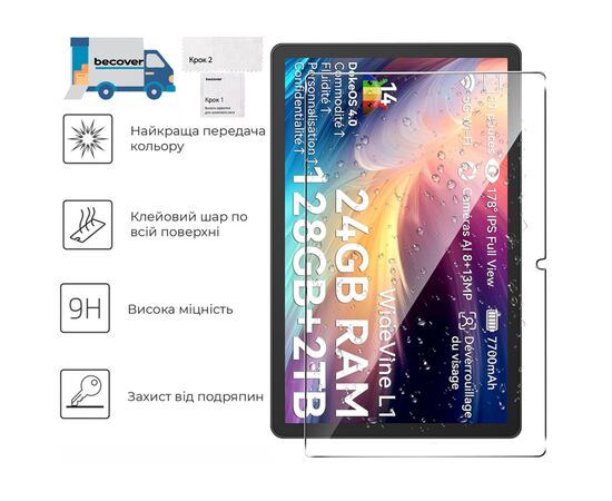 Стекло защитное BeCover Oscal Pad 90 10.92" (713695), изображение 2 Стекло защитное BeCover Oscal Pad 90 10.92" (713695), изображение 2
