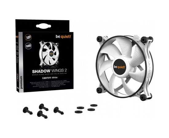 Кулер для корпуса Be quiet! SHADOW WINGS 2 PWM White (BL089), изображение 5 Кулер для корпуса Be quiet! SHADOW WINGS 2 PWM White (BL089), изображение 5