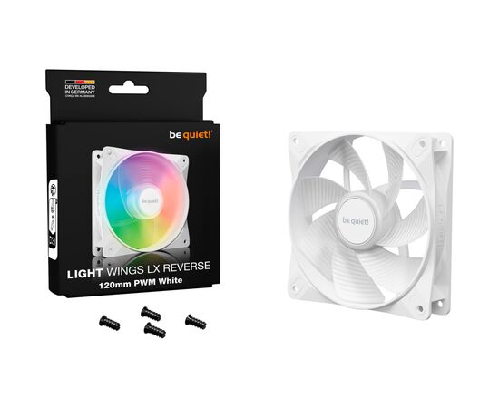 Кулер для корпуса Be quiet! Light Wings LX 120mm PWM Reverse білий (BL133), изображение 5 Кулер для корпуса Be quiet! Light Wings LX 120mm PWM Reverse білий (BL133), изображение 5
