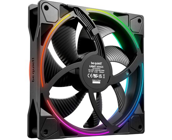 Кулер для корпуса Be quiet! Light Wings 140mm PWM Reverse чорний (BL134), изображение 2 Кулер для корпуса Be quiet! Light Wings 140mm PWM Reverse чорний (BL134), изображение 2