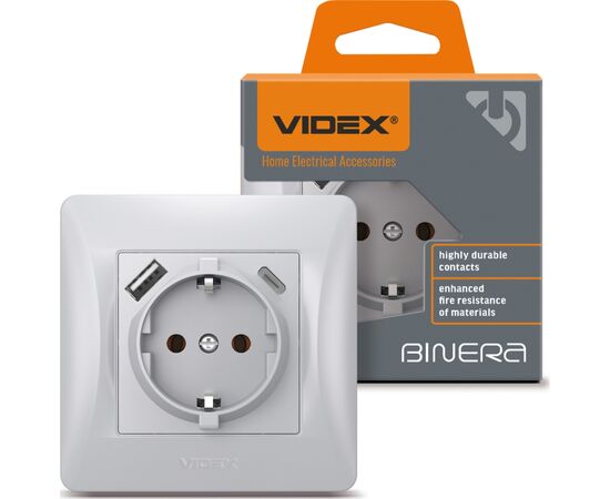 Розетка Videx VF-BNSK1GUC-SS