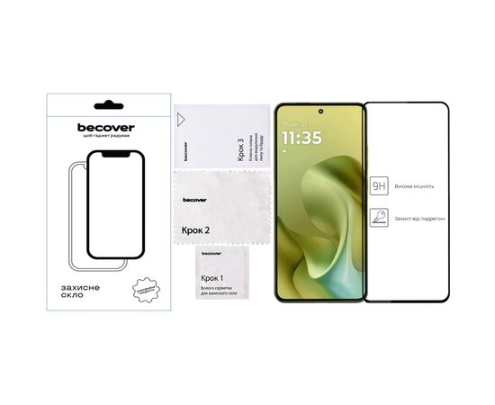 Стекло защитное BeCover Motorola Moto G86 Black (713727), изображение 2 Стекло защитное BeCover Motorola Moto G86 Black (713727), изображение 2