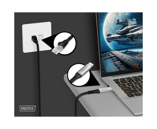 Дата кабель USB AM to RJ45 Ethernet 2.0m CAT6A S/FTP 1Gbps LSZH Digitus (AK-300600-020-S), изображение 4 Дата кабель USB AM to RJ45 Ethernet 2.0m CAT6A S/FTP 1Gbps LSZH Digitus (AK-300600-020-S), изображение 4