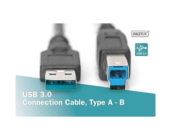 Дата кабель USB 3.0 AM/BM 1.8m black Digitus (AK-300115-018-S), изображение 5