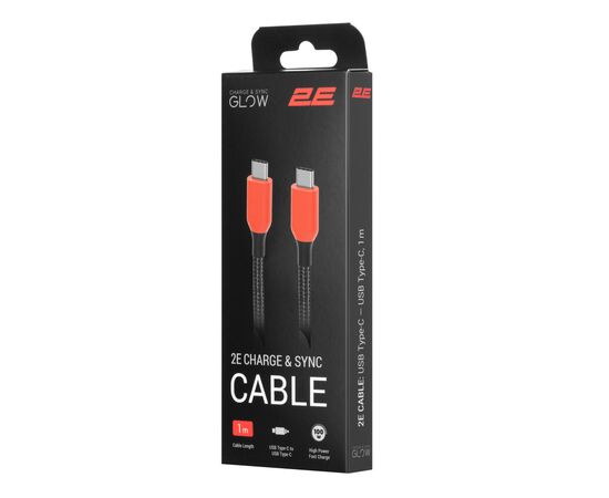 Дата кабель USB-C to USB-C 1.0m 100W black 2E (2E-CC100-WH), изображение 3 Дата кабель USB-C to USB-C 1.0m 100W black 2E (2E-CC100-WH), изображение 3