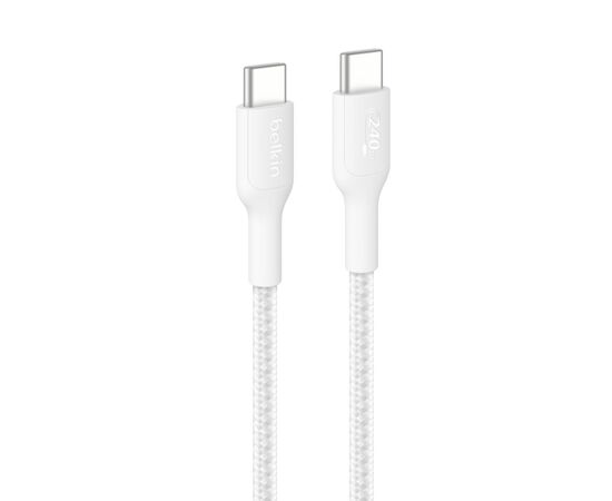 Дата кабель USB-C to USB-C 1.0m 240W white Belkin (CAB025HQ1MWH)