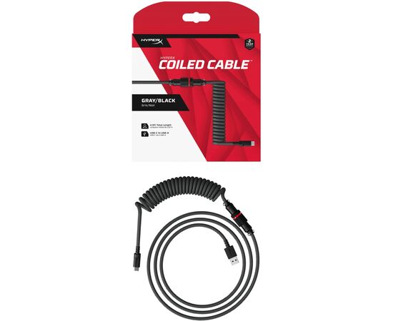 Дата кабель USB 2.0 AM to USB-C 1.37m coiled gray-black HyperX (6J679AA), изображение 9