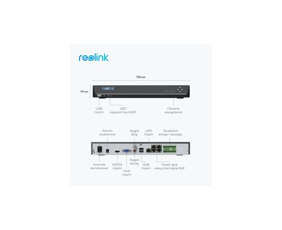Регистратор для видеонаблюдения Reolink RLN36, изображение 7 Регистратор для видеонаблюдения Reolink RLN36, изображение 7