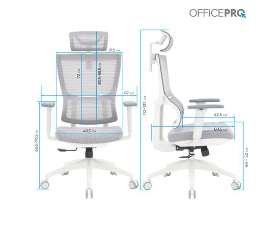 Офісне крісло OfficePro Elegant OC600-W-LG-LG (OC600-W-LG-LG), зображення 11 Офісне крісло OfficePro Elegant OC600-W-LG-LG (OC600-W-LG-LG), зображення 11