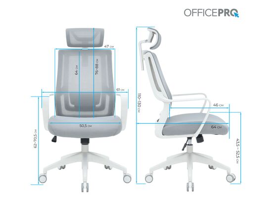 Офисное кресло OfficePro Harmony OC310-W-LG-LG (OC310-W-LG-LG), изображение 10 Офисное кресло OfficePro Harmony OC310-W-LG-LG (OC310-W-LG-LG), изображение 10