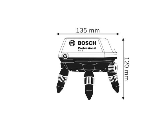 Штатив для нівеліру Bosch Professional RM3, 35х63х120мм, поворотний, пульт, 0.5кг (0.601.092.800), зображення 2 Штатив для нівеліру Bosch Professional RM3, 35х63х120мм, поворотний, пульт, 0.5кг (0.601.092.800), зображення 2