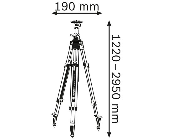 Штатив для нівеліру Bosch Professional BT300HD для оптичних нівелірів, 5/8", 122-295см, 7.2кг (0.601.091.A00), зображення 4