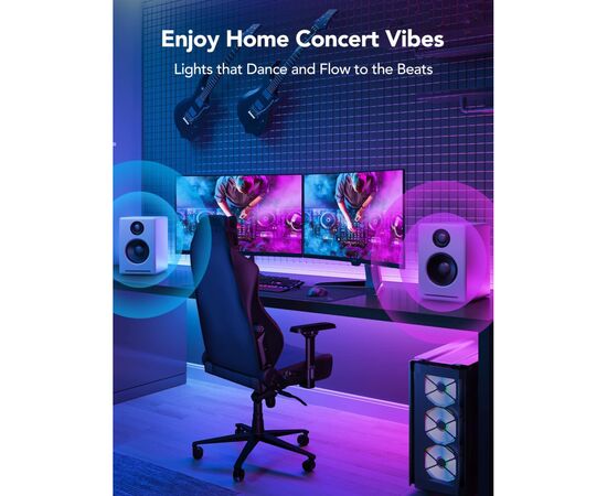 Светодиодная лента Govee H100E LED Compatible extension of H61E1, 1.0m, RGBIC , WI-FI/Bluetooth, white (H100E0D1), изображение 6 Светодиодная лента Govee H100E LED Compatible extension of H61E1, 1.0m, RGBIC , WI-FI/Bluetooth, white (H100E0D1), изображение 6