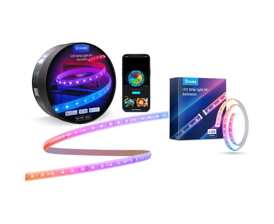 Светодиодная лента Govee H100E LED Compatible extension of H61E1, 1.0m, RGBIC , WI-FI/Bluetooth, white (H100E0D1), изображение 9 Светодиодная лента Govee H100E LED Compatible extension of H61E1, 1.0m, RGBIC , WI-FI/Bluetooth, white (H100E0D1), изображение 9