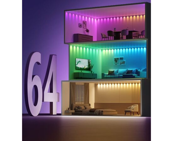 Светодиодная лента Govee H608A 5.0m, RGBIC, WI-FI/Bluetooth, white (H608A301), изображение 3 Светодиодная лента Govee H608A 5.0m, RGBIC, WI-FI/Bluetooth, white (H608A301), изображение 3