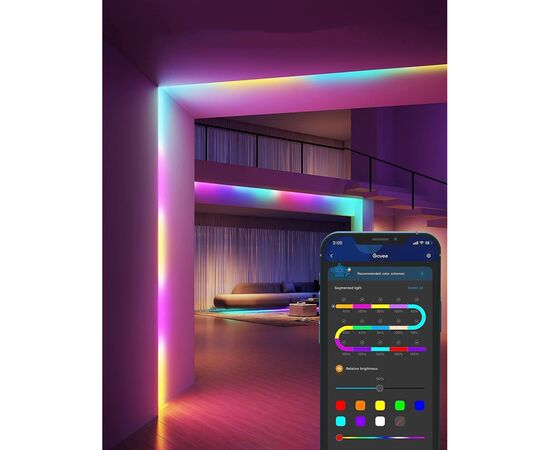 Светодиодная лента Govee H612C S With Protective Coating, 10.0m, RGBICW, WI-FI/Bluetooth, white (H612CCD1), изображение 2 Светодиодная лента Govee H612C S With Protective Coating, 10.0m, RGBICW, WI-FI/Bluetooth, white (H612CCD1), изображение 2