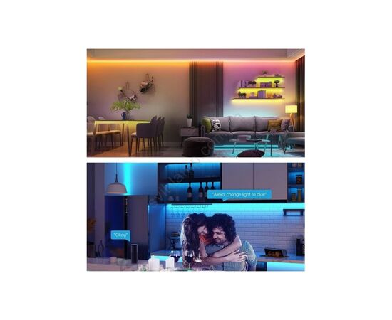 Светодиодная лента Govee H615A LED 5.0m, RGB, WI-FI/Bluetooth, microphone, white (H615A3A3), изображение 2 Светодиодная лента Govee H615A LED 5.0m, RGB, WI-FI/Bluetooth, microphone, white (H615A3A3), изображение 2
