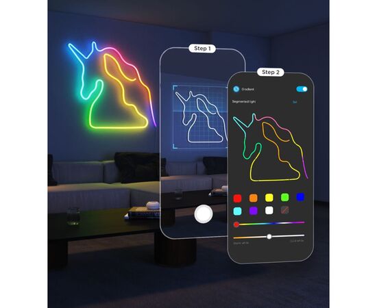Светодиодная лента Govee H61D3 Neon Rope Light 2, 3.0m, RGBIC, WI-FI/Bluetooth, white (H61D3301), изображение 4 Светодиодная лента Govee H61D3 Neon Rope Light 2, 3.0m, RGBIC, WI-FI/Bluetooth, white (H61D3301), изображение 4