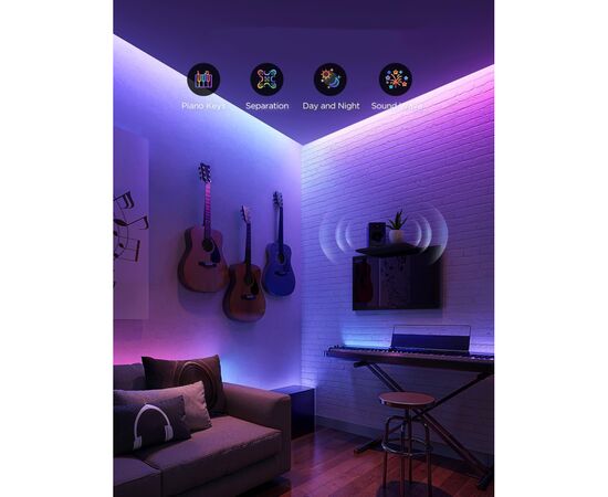 Светодиодная лента Govee H61F5 2 Pro, 5.0m, RGBWWIC, WI-FI/Bluetooth, white (H61F53D1), изображение 5 Светодиодная лента Govee H61F5 2 Pro, 5.0m, RGBWWIC, WI-FI/Bluetooth, white (H61F53D1), изображение 5