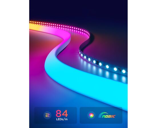 Светодиодная лента Govee H6641 Neon Rope Light for Wall Lining, 5.0m, RGBIC, WI-FI/Bluetooth, white (H66413D1), изображение 4 Светодиодная лента Govee H6641 Neon Rope Light for Wall Lining, 5.0m, RGBIC, WI-FI/Bluetooth, white (H66413D1), изображение 4