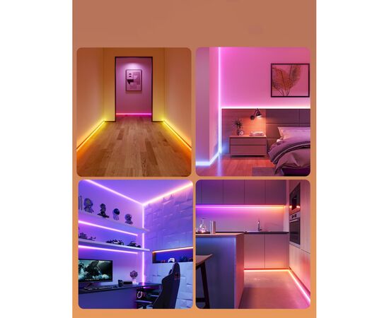 Светодиодная лента Govee H6641 Neon Rope Light for Wall Lining, 5.0m, RGBIC, WI-FI/Bluetooth, white (H66413D1), изображение 7 Светодиодная лента Govee H6641 Neon Rope Light for Wall Lining, 5.0m, RGBIC, WI-FI/Bluetooth, white (H66413D1), изображение 7