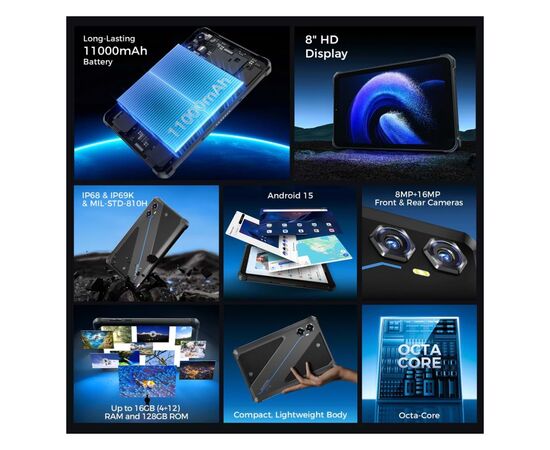 Планшет OUKITEL RT3 plus 8" 4/128GB/ NFC / LTE Black (6941749808516), изображение 4 Планшет OUKITEL RT3 plus 8" 4/128GB/ NFC / LTE Black (6941749808516), изображение 4
