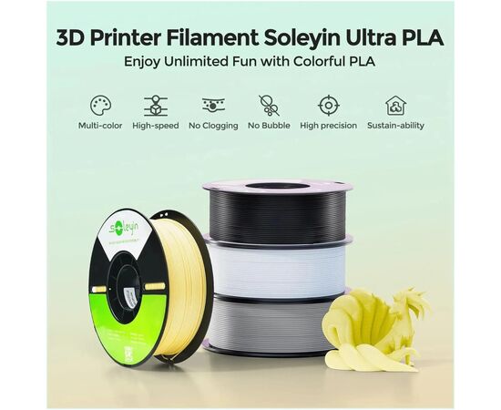 Пластик для 3D-принтера Creality Soleyin 1кг, 1.75мм, gray (3301010501), зображення 2 Пластик для 3D-принтера Creality Soleyin 1кг, 1.75мм, gray (3301010501), зображення 2