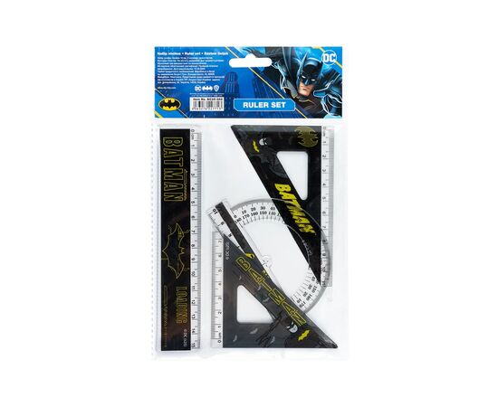 Линейка Kite набор: линейка 15 см, 2 угольника, транспортир DC Comics (DC25-282), изображение 2 Линейка Kite набор: линейка 15 см, 2 угольника, транспортир DC Comics (DC25-282), изображение 2