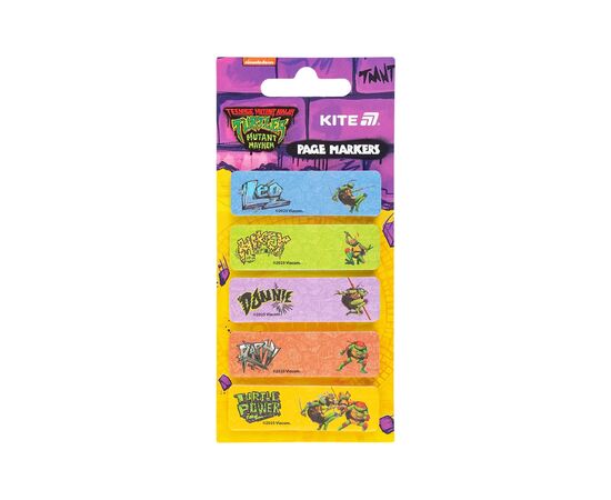 Стікер-закладка Kite паперова з малюнком Ninja Turtles, 100 шт, 5х15х50 мм, прямокутна (NT25-480)