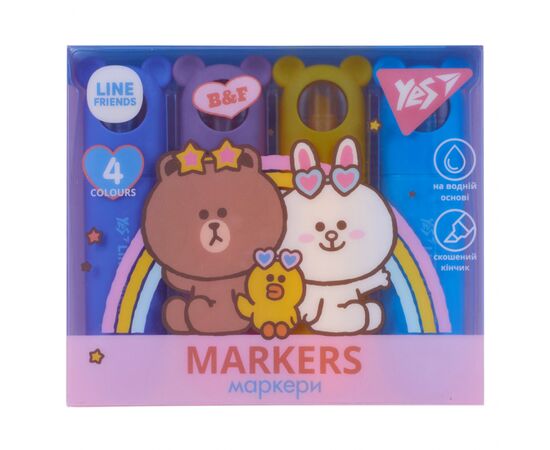 Набір маркерів Yes текстовий Line Friends 4 шт (391105)