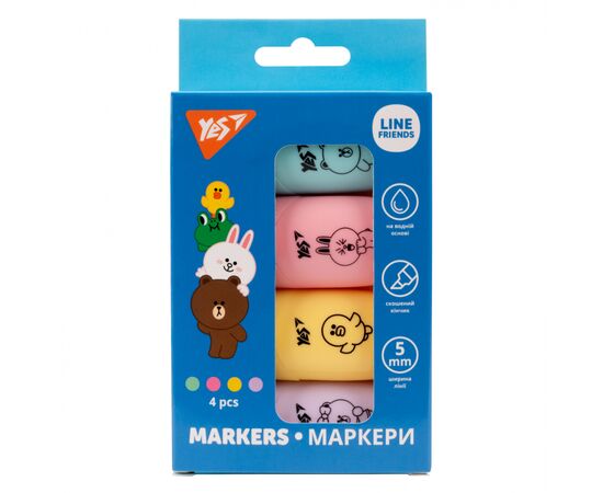 Набір маркерів Yes текстовий Line Friends 4 шт (390711)