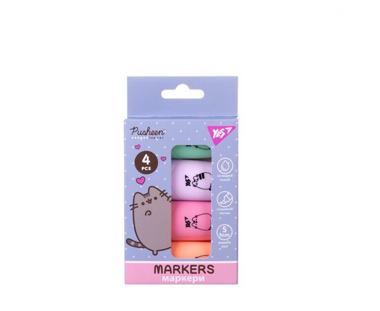 Набір маркерів Yes текстовий Pusheen 4 шт (391094)