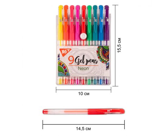Ручка гелева Yes набір Neon 9 штук (420432), зображення 2 Ручка гелева Yes набір Neon 9 штук (420432), зображення 2