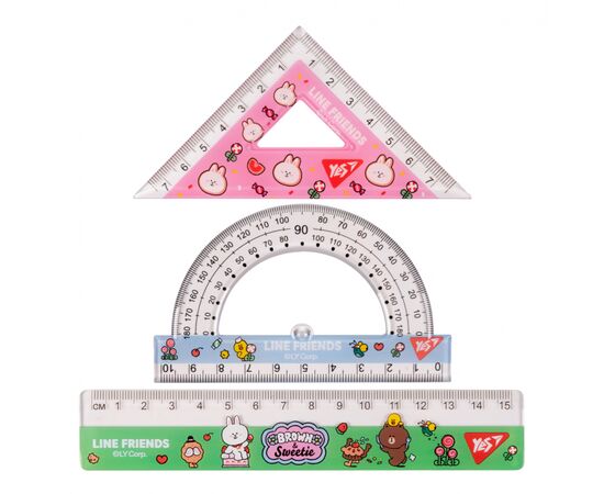 Лінійка Yes набір Line friends, лінійка 15 см (3 предмети) (370676), зображення 2