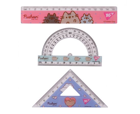 Линейка Yes набор Pusheen, линейка 15 см (3 предмета) (370688), изображение 2 Линейка Yes набор Pusheen, линейка 15 см (3 предмета) (370688), изображение 2