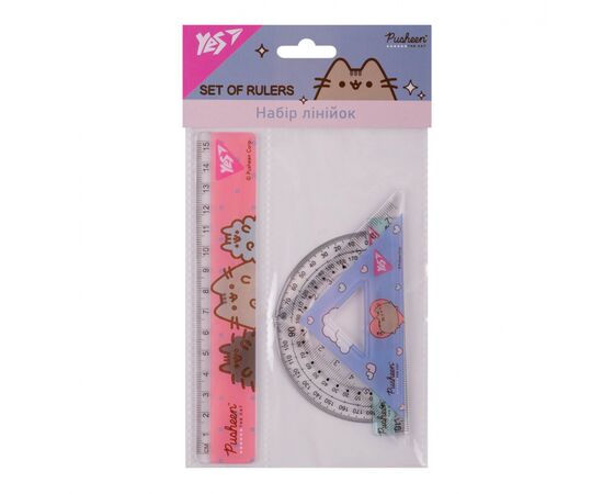 Линейка Yes набор Pusheen, линейка 15 см (3 предмета) (370688)