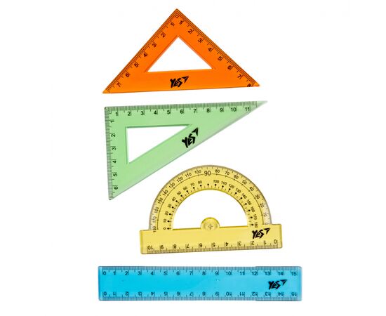 Лінійка Yes набір кольоровий 4 предмета лінійка 15 см (370264), зображення 2
