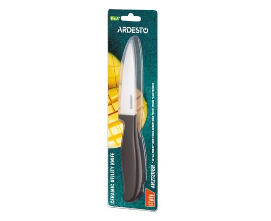 Кухонный нож Ardesto Fresh 10см, кераміка, пластик, коричневий (AR2120BR), изображение 3 Кухонный нож Ardesto Fresh 10см, кераміка, пластик, коричневий (AR2120BR), изображение 3