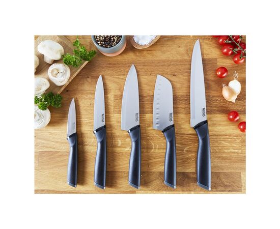 Набір ножів Tefal Essential 3шт, нержавіюча сталь, пластик, чорний (K2219455), зображення 2 Набір ножів Tefal Essential 3шт, нержавіюча сталь, пластик, чорний (K2219455), зображення 2