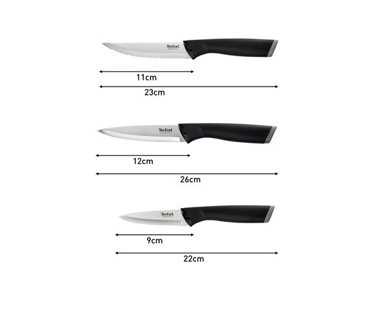 Набір ножів Tefal Essential 3шт, нержавіюча сталь, пластик, чорний (K2219455), зображення 8 Набір ножів Tefal Essential 3шт, нержавіюча сталь, пластик, чорний (K2219455), зображення 8
