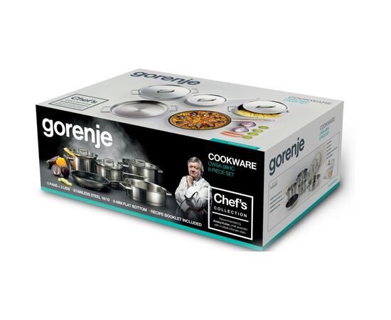 Набор посуды Gorenje Chef's Collection 8 предметів, нержавіюча сталь (CWSA08HC), изображение 7 Набор посуды Gorenje Chef's Collection 8 предметів, нержавіюча сталь (CWSA08HC), изображение 7