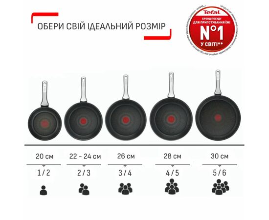 Сковорода Tefal So'' Light 24 см, алюміній, бакеліт, скло, чорний (H0560442_SET), зображення 6 Сковорода Tefal So'' Light 24 см, алюміній, бакеліт, скло, чорний (H0560442_SET), зображення 6