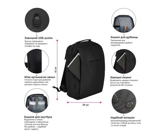 Рюкзак туристический NikiBo Classic 14л чорний (30010105-01), изображение 3 Рюкзак туристический NikiBo Classic 14л чорний (30010105-01), изображение 3